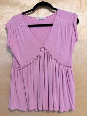 Copper Key Boho soft pink vneck- size small